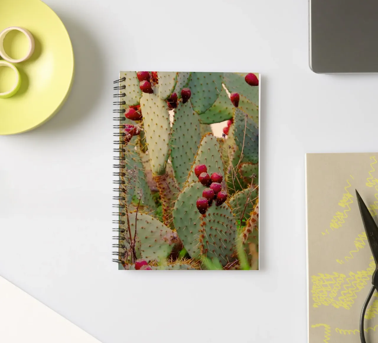 Cactus with prickly pears spiral notebook by Fjöllart