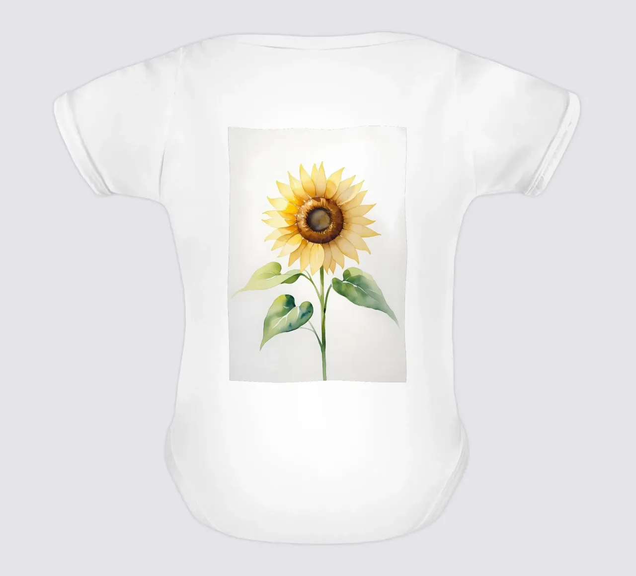 Girasole dipinto ad acquerello body neonato maniche corte da Bloom And Brush
