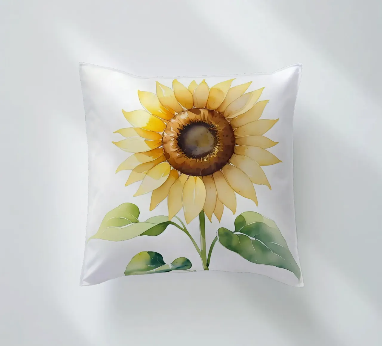 Girasole dipinto ad acquerello cuscino da Bloom And Brush