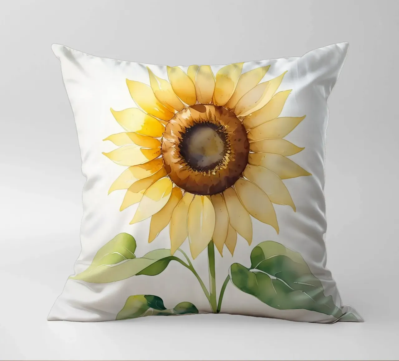 Girasole dipinto ad acquerello cuscino da Bloom And Brush