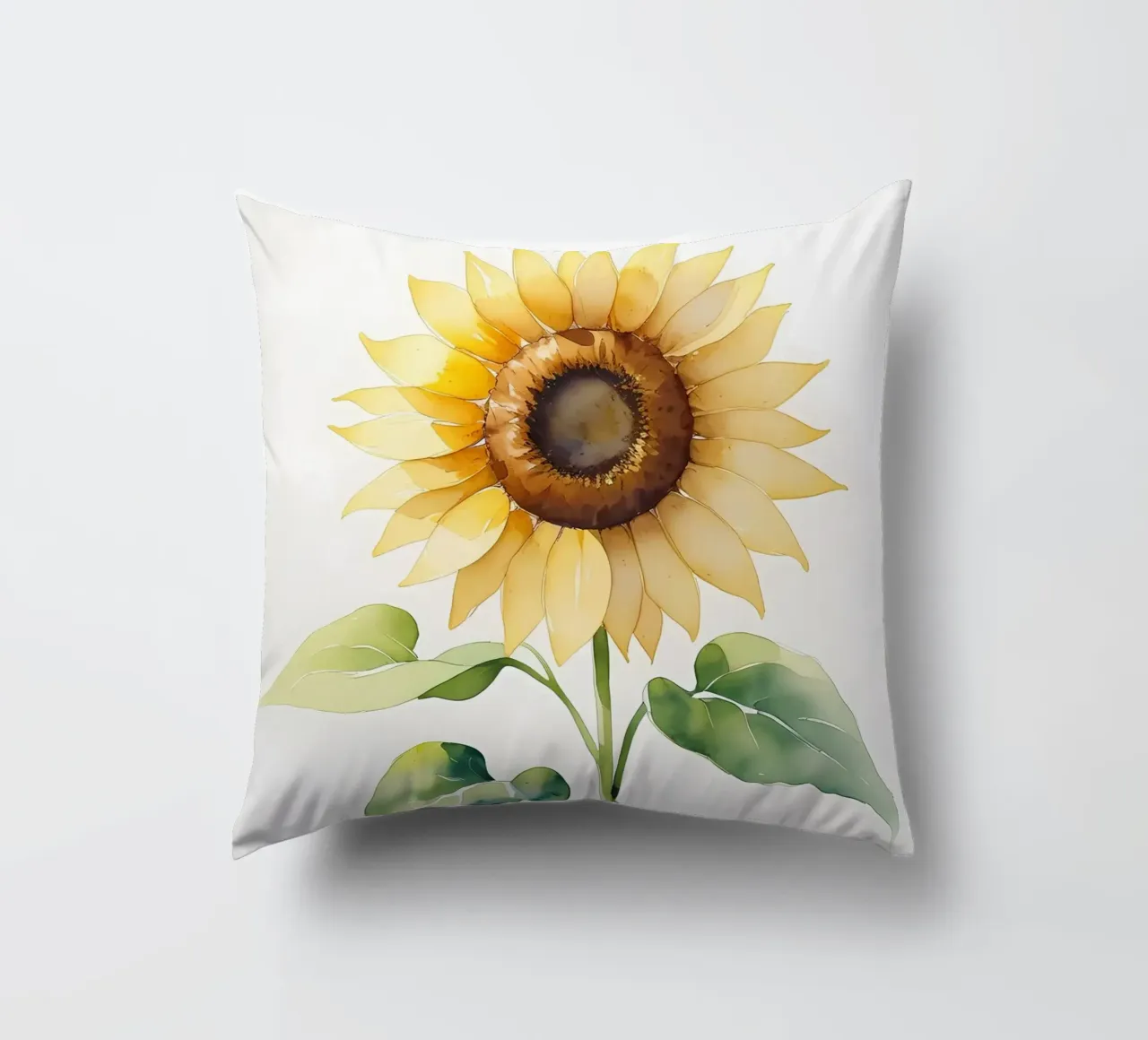 Girasole dipinto ad acquerello cuscino da Bloom And Brush