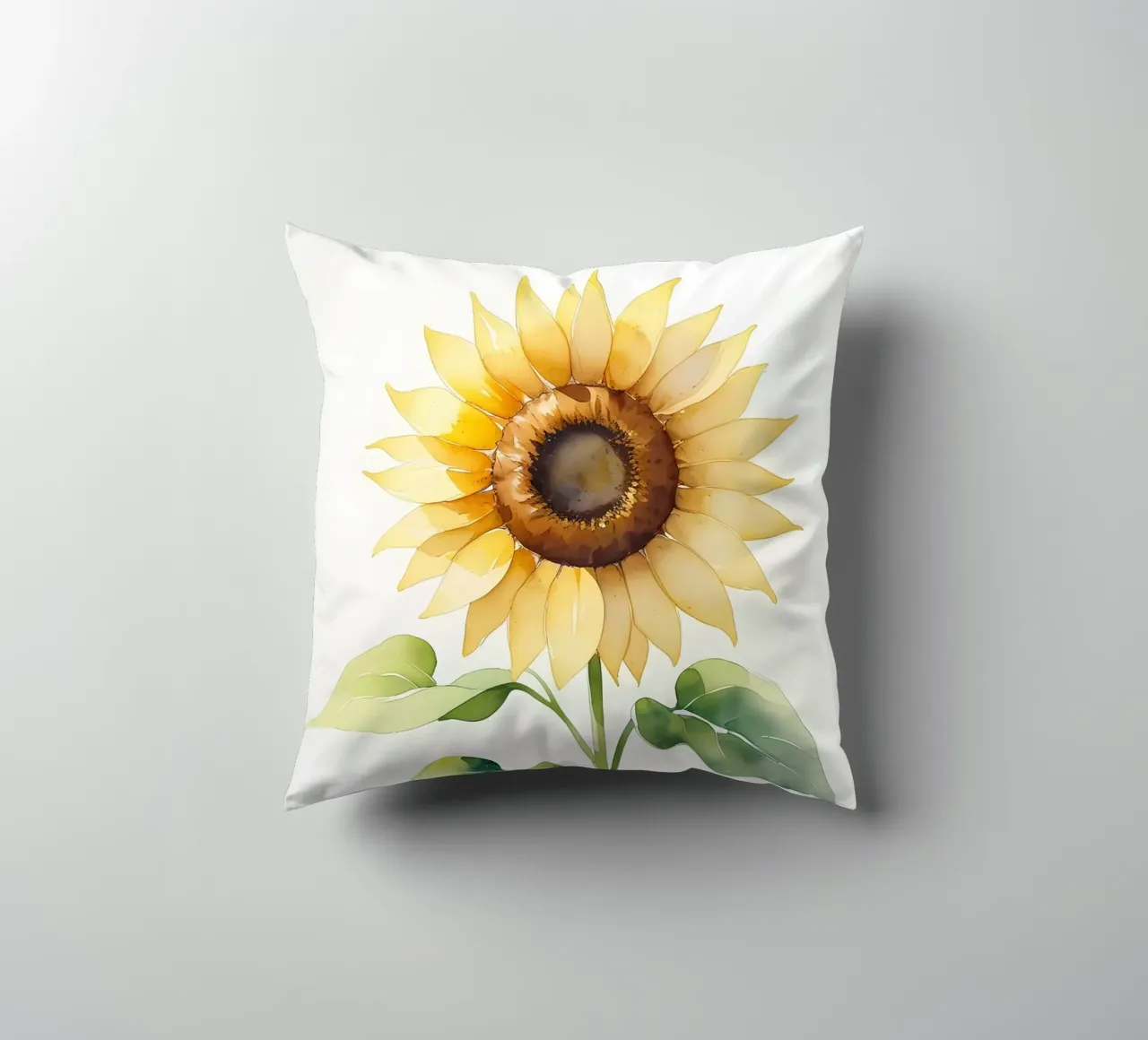 Girasole dipinto ad acquerello cuscino da Bloom And Brush