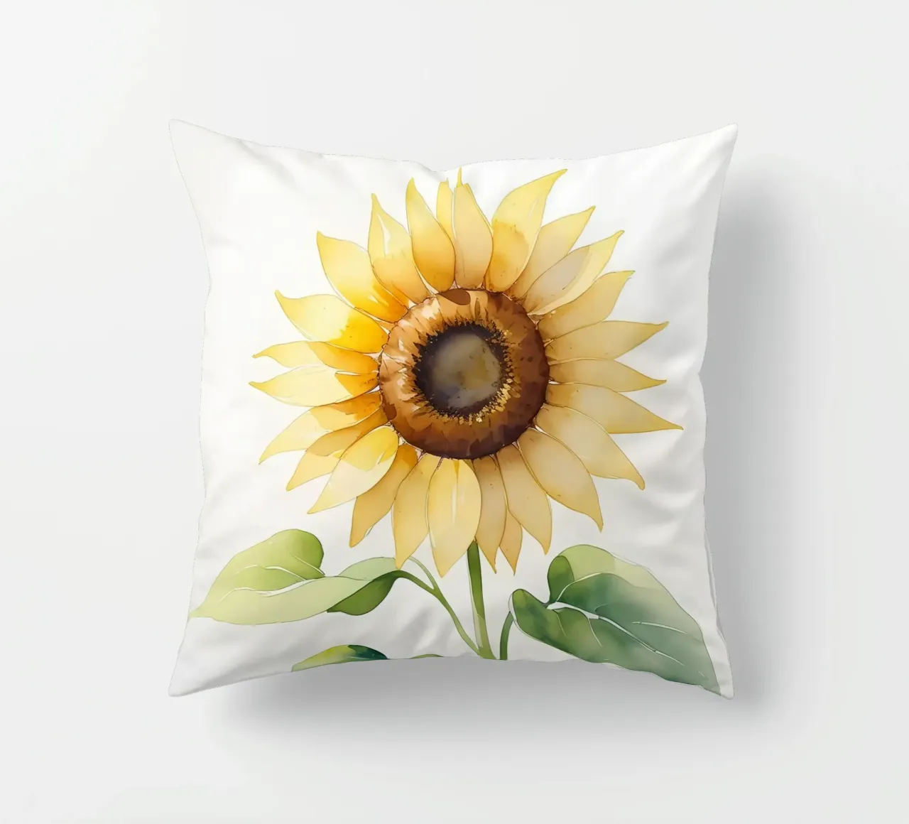 Girasole dipinto ad acquerello cuscino da Bloom And Brush