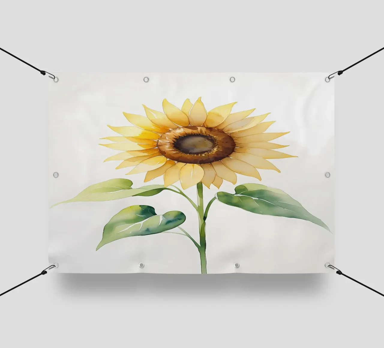 Girasole dipinto ad acquerello telo in pvc da Bloom And Brush