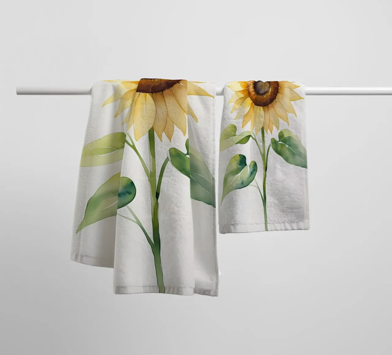 Girasole dipinto ad acquerello asciugamano da bagno da Bloom And Brush