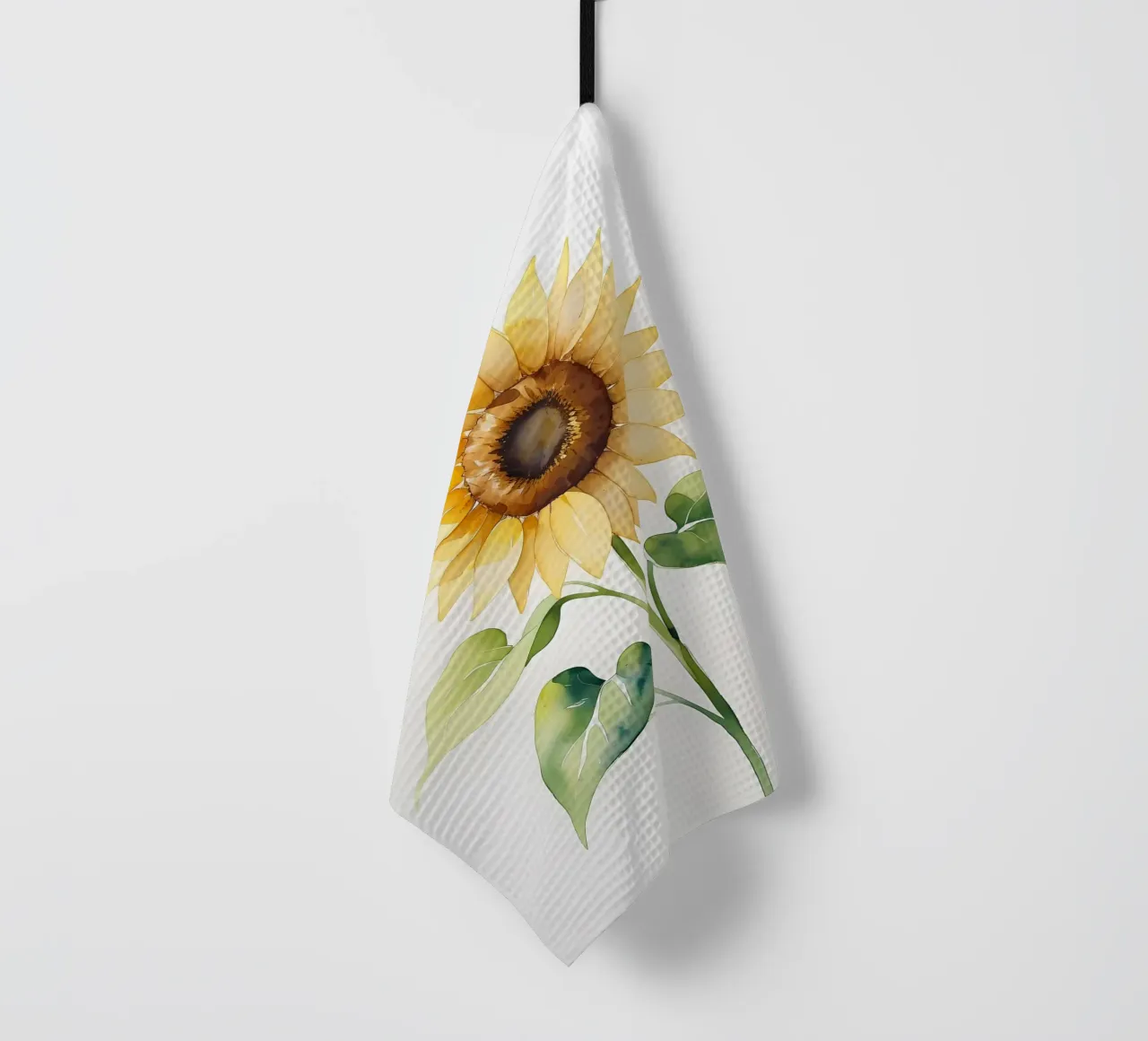 Girasole dipinto ad acquerello canovaccio da cucina da Bloom And Brush