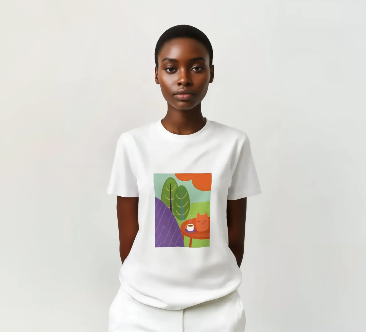 Gatti e caffè sotto la pioggia t-shirt da LOYAL SHOP