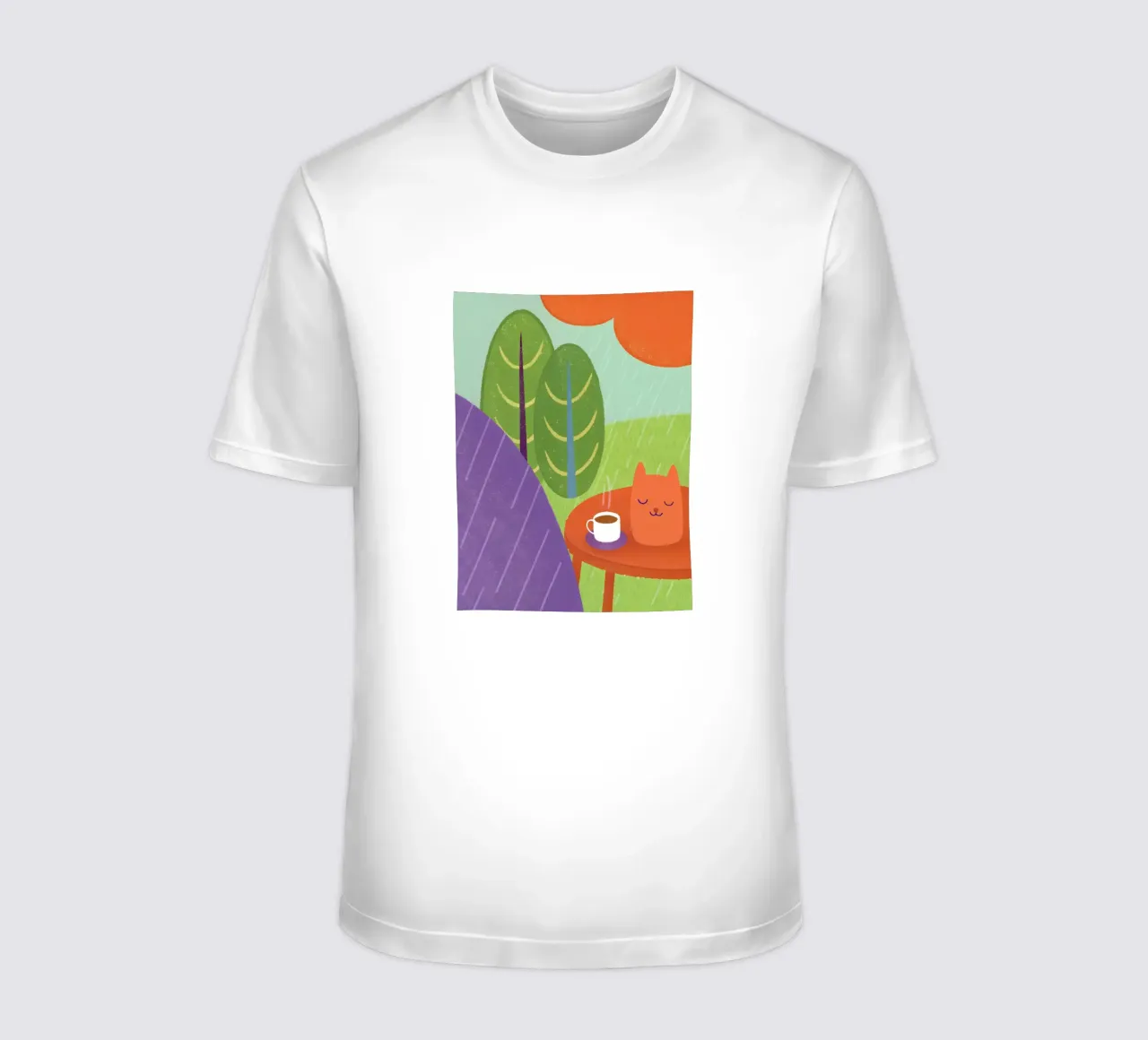 Gatti e caffè sotto la pioggia t-shirt da LOYAL SHOP