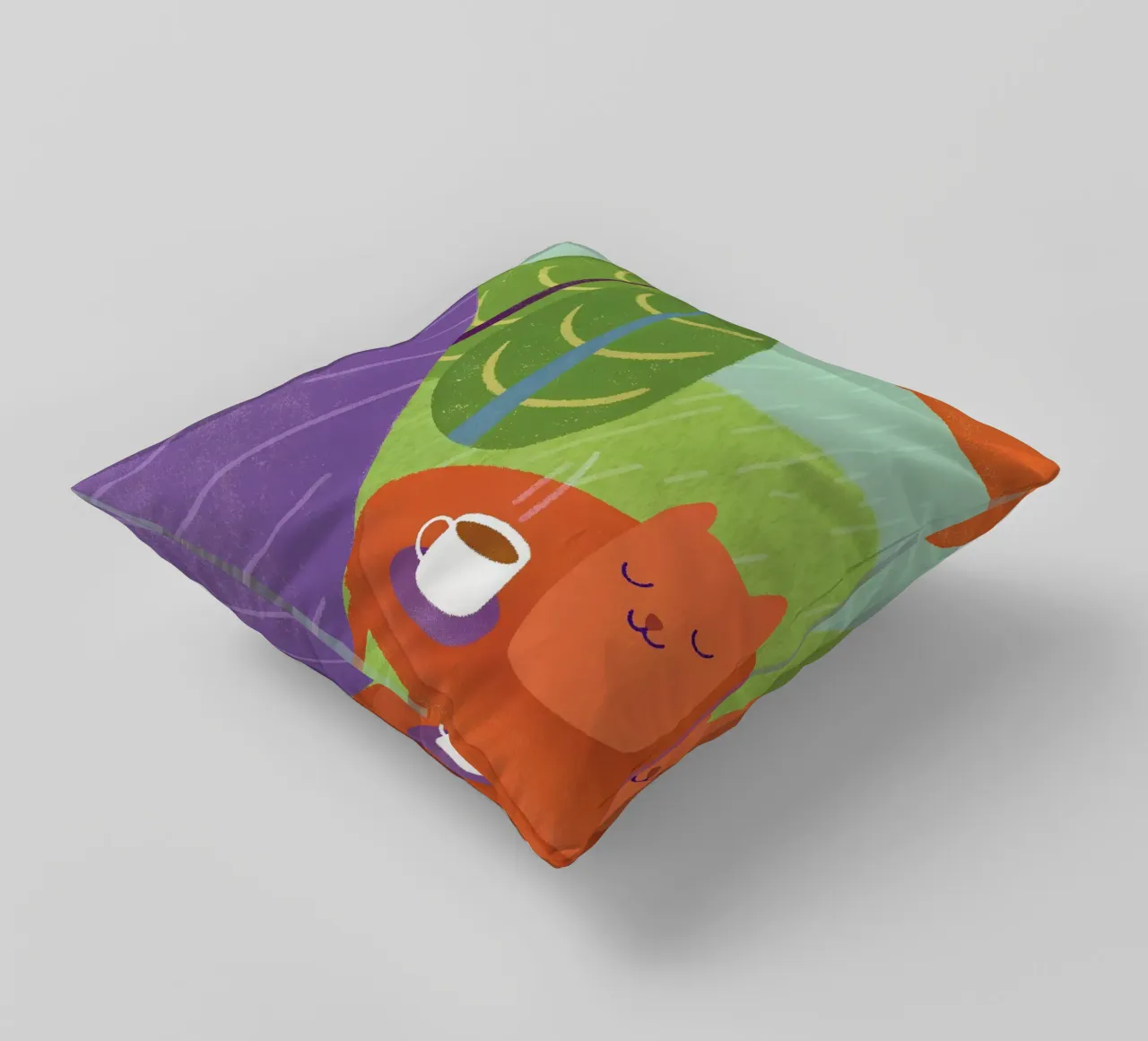 Gatti e caffè sotto la pioggia cuscino da LOYAL SHOP