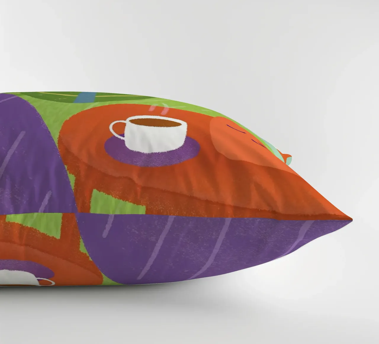 Gatti e caffè sotto la pioggia cuscino da LOYAL SHOP