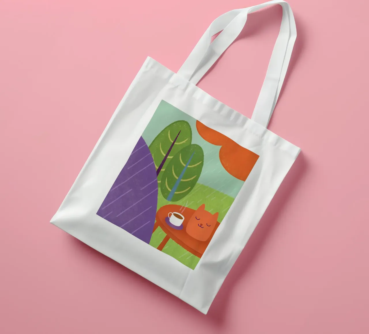 Gatti e caffè sotto la pioggia borsa in juta da LOYAL SHOP