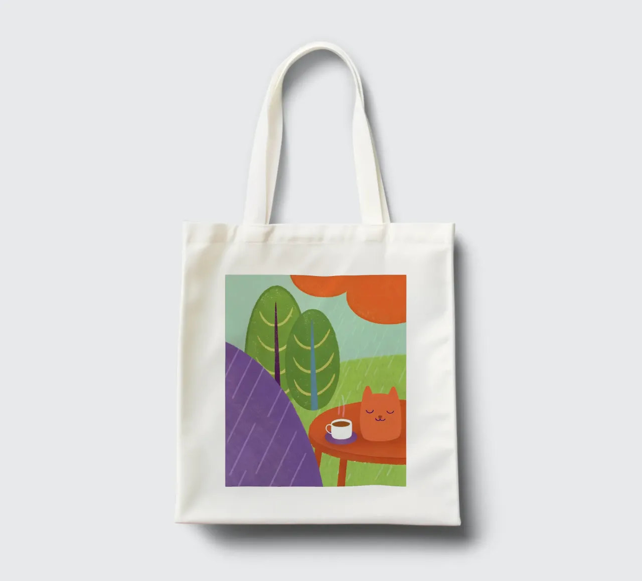 Gatti e caffè sotto la pioggia borsa in juta da LOYAL SHOP