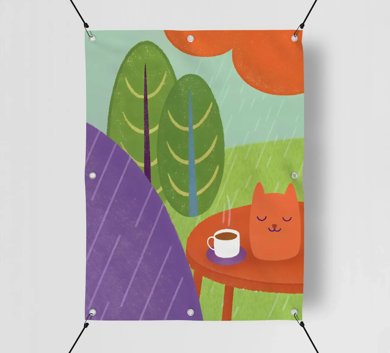 Gatti e caffè sotto la pioggia telo in pvc da LOYAL SHOP
