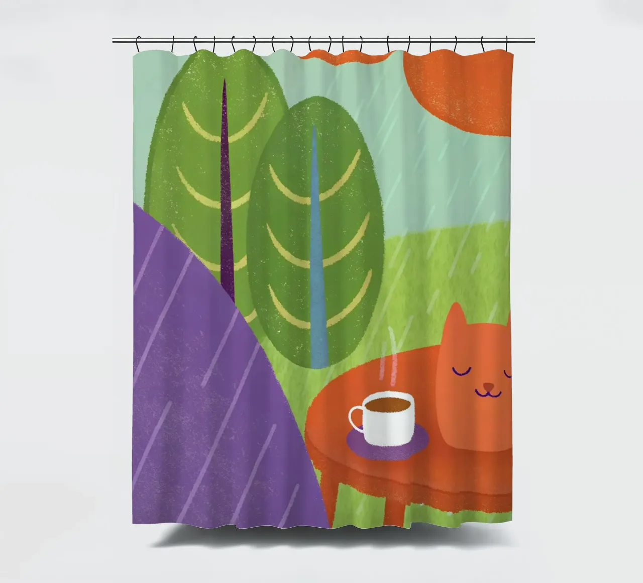 Gatti e caffè sotto la pioggia tenda da doccia da LOYAL SHOP