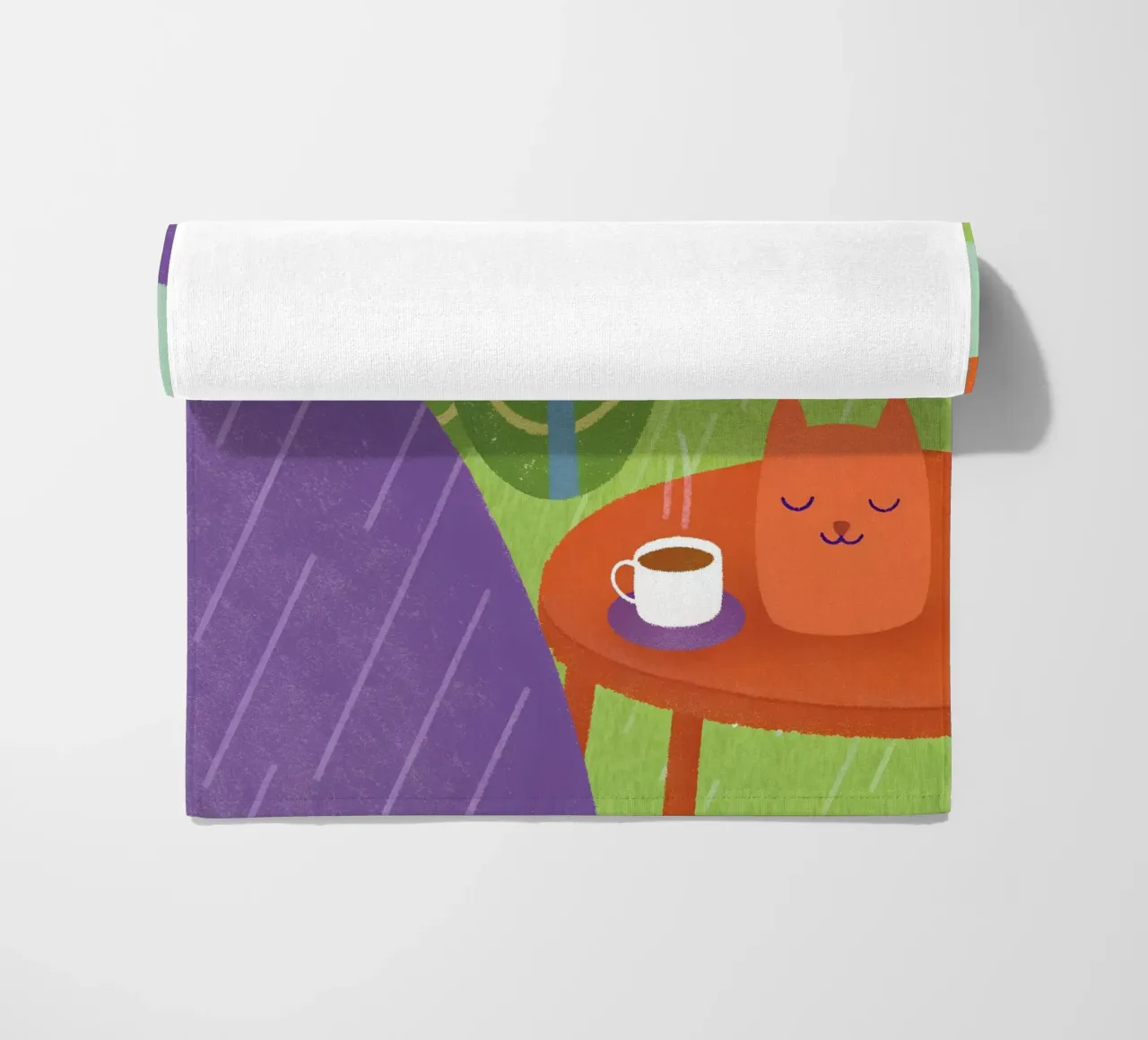 Gatti e caffè sotto la pioggia telo mare da LOYAL SHOP