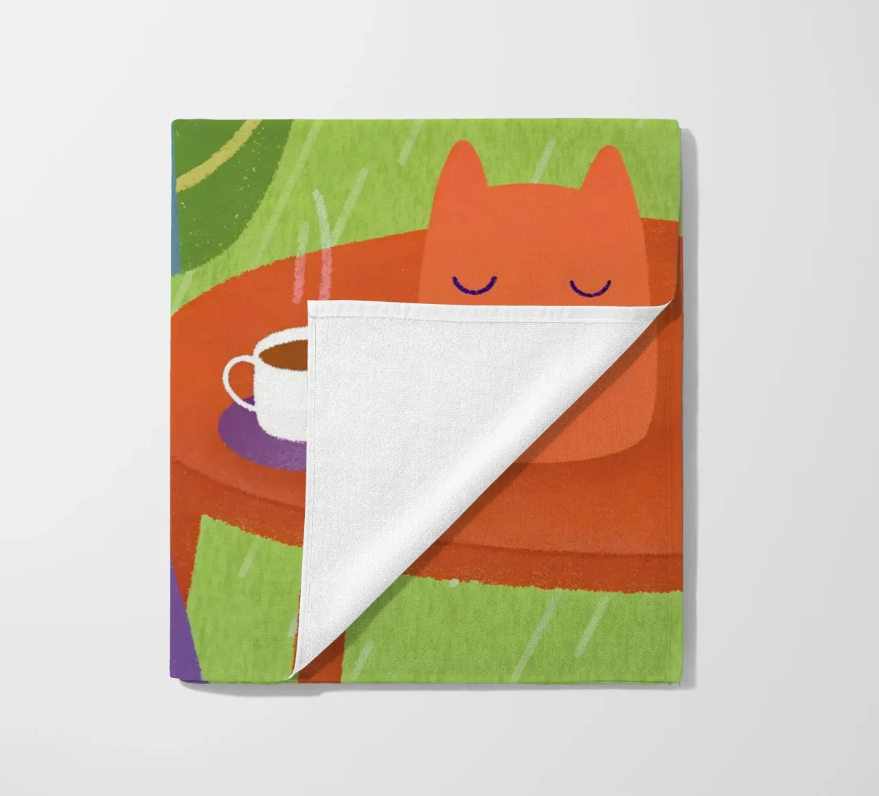 Gatti e caffè sotto la pioggia telo mare da LOYAL SHOP