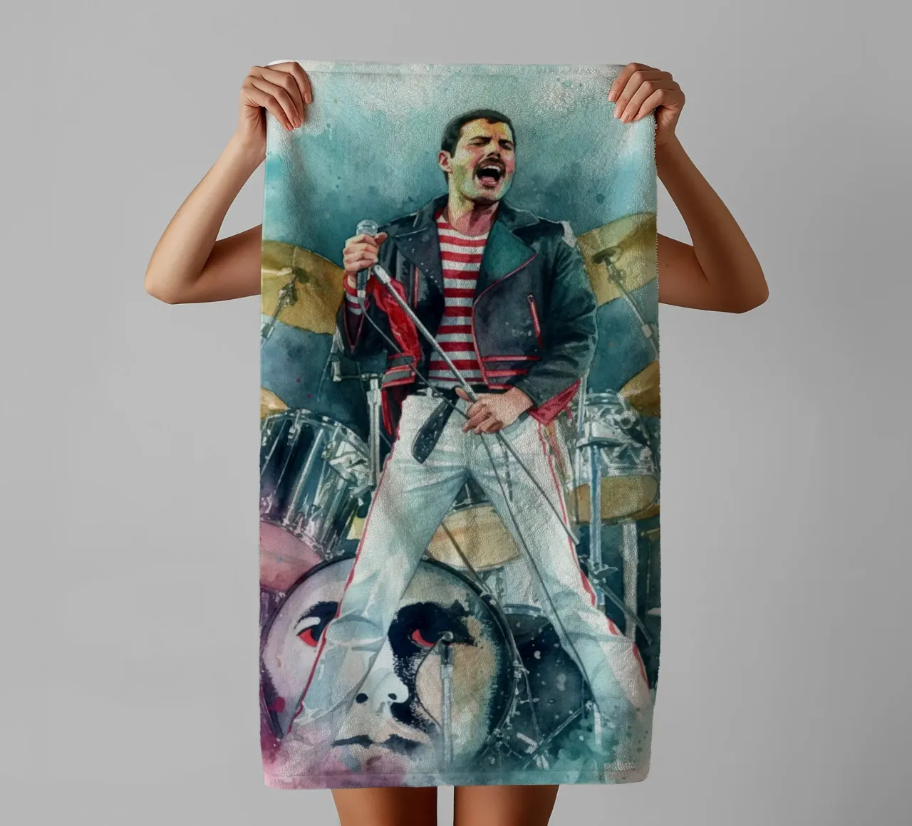 Freddie Mercury abstracte kunst badhanddoek van Kalis