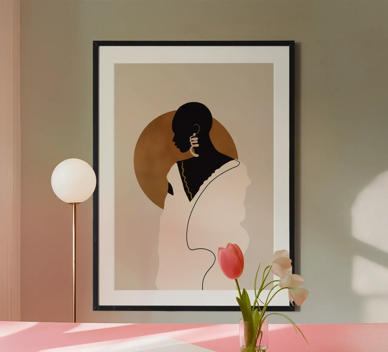 Minimal Abstrakte Kunst Tropisches Mädchen 6 Poster mit Aluminium Rahmen von ThingDesign