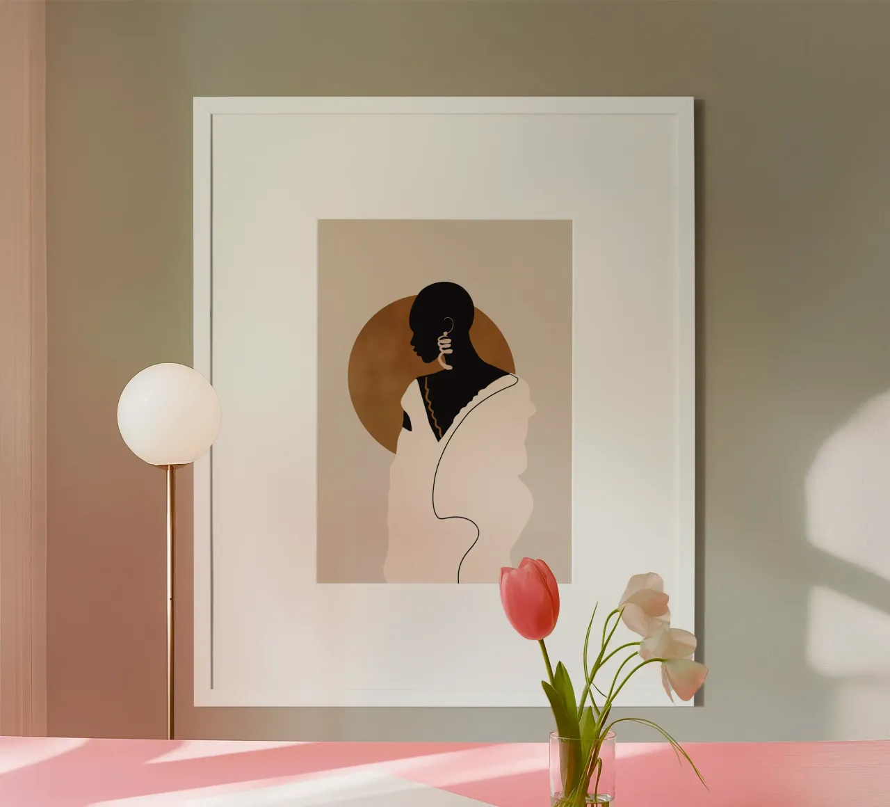 Minimal Abstrakte Kunst Tropisches Mädchen 6 Poster mit Aluminium Rahmen von ThingDesign