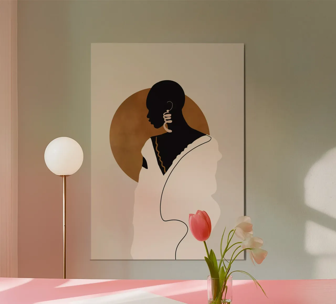 Minimal Abstrakte Kunst Tropisches Mädchen 6 Poster mit Aluminium Rahmen von ThingDesign