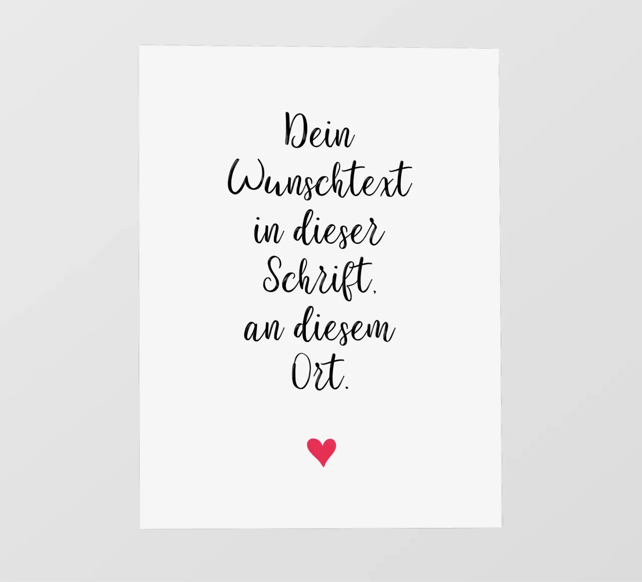 Wunschtext in schwarz weiß mit rotem Herz pellicola backlit da WORTSPIEL