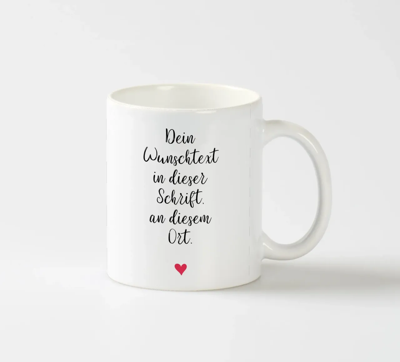Wunschtext in schwarz weiß mit rotem Herz tazza in ceramica da WORTSPIEL