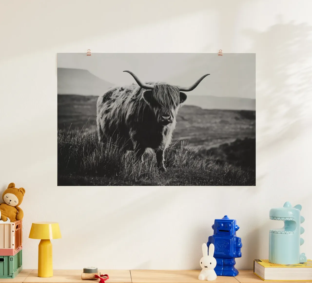 Bovini delle Highlands scozzesi poster con telaio in legno da susea