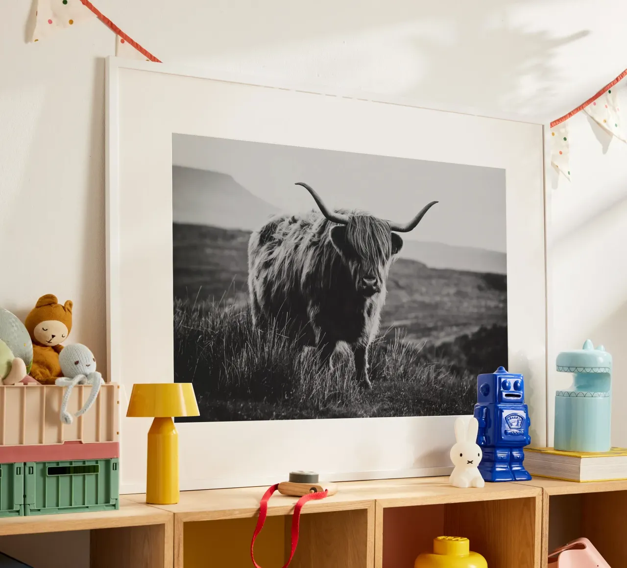 Bovini delle Highlands scozzesi poster con telaio in legno da susea