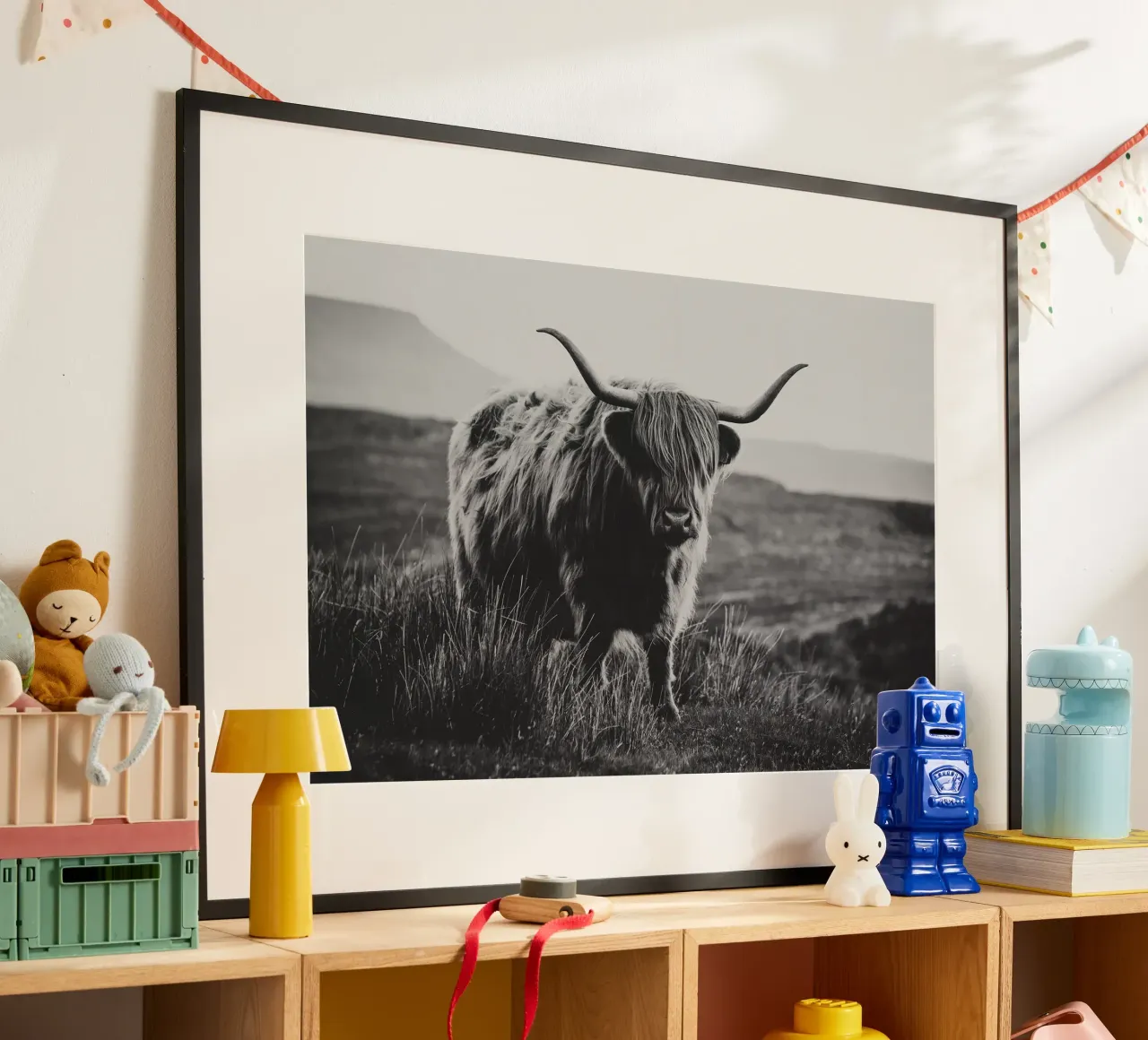 Bovini delle Highlands scozzesi poster con telaio in legno da susea
