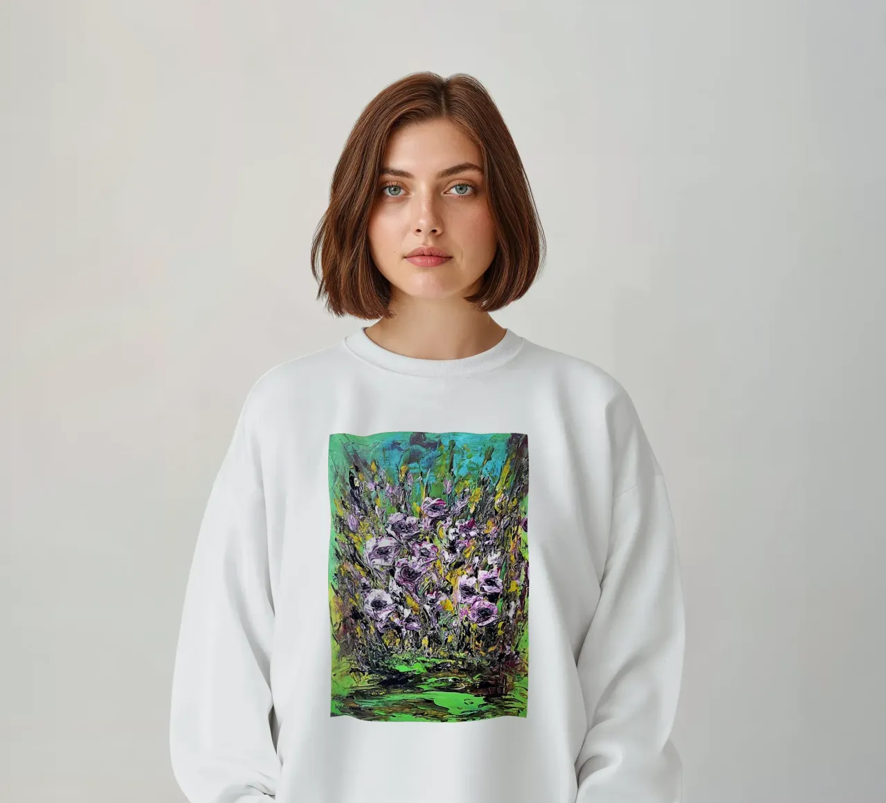 FIORI IN RIVA AL FIUME. felpa da Little treasures for your home