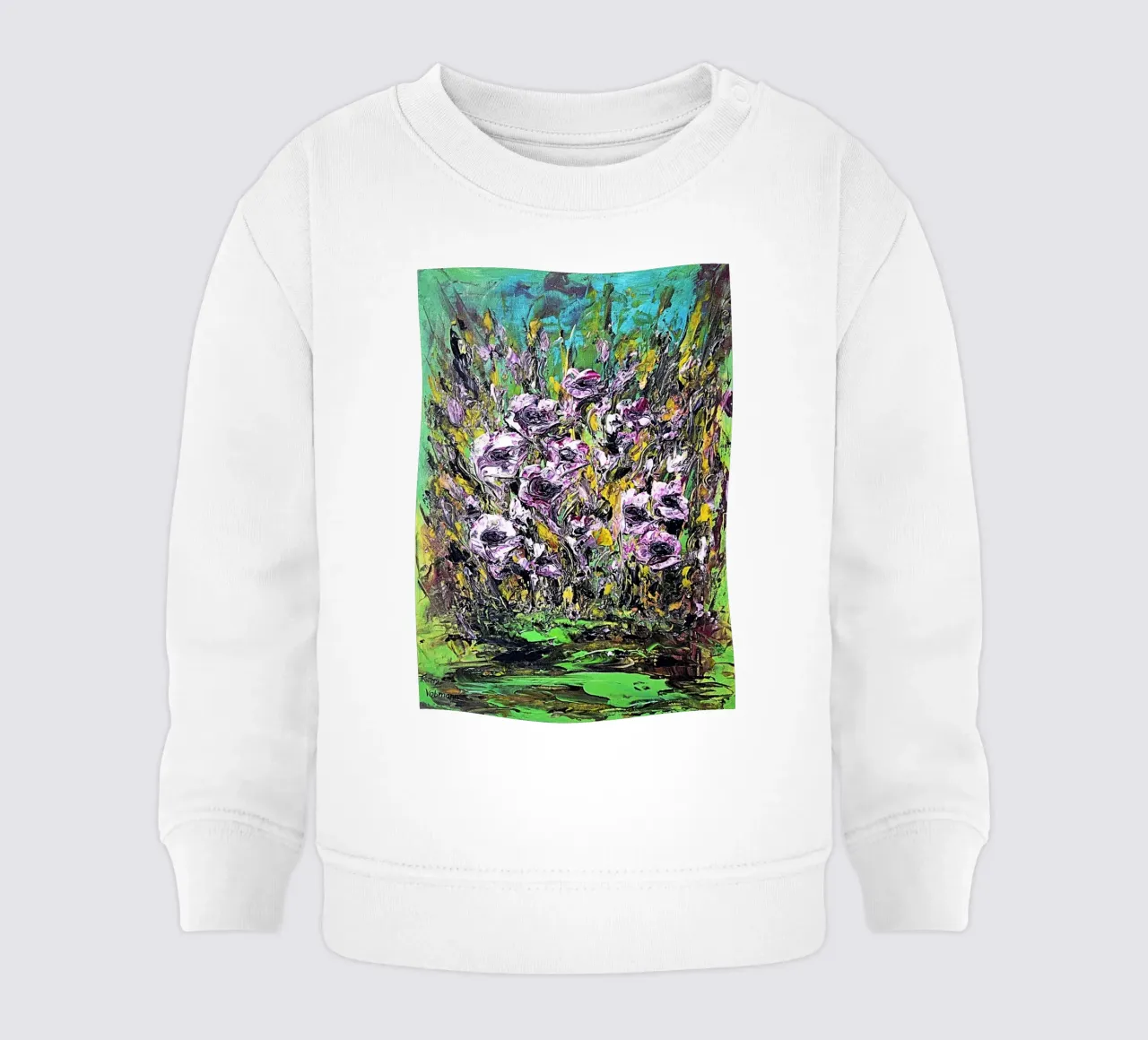 FIORI IN RIVA AL FIUME. felpa neonato da Little treasures for your home