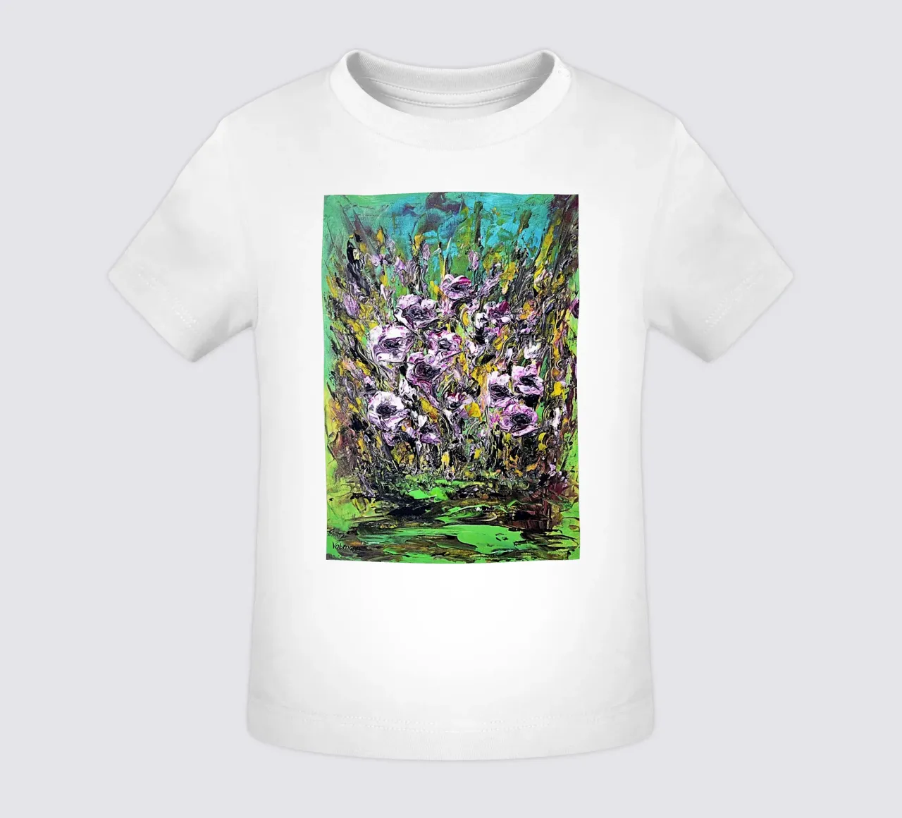 FIORI IN RIVA AL FIUME. maglietta neonato da Little treasures for your home