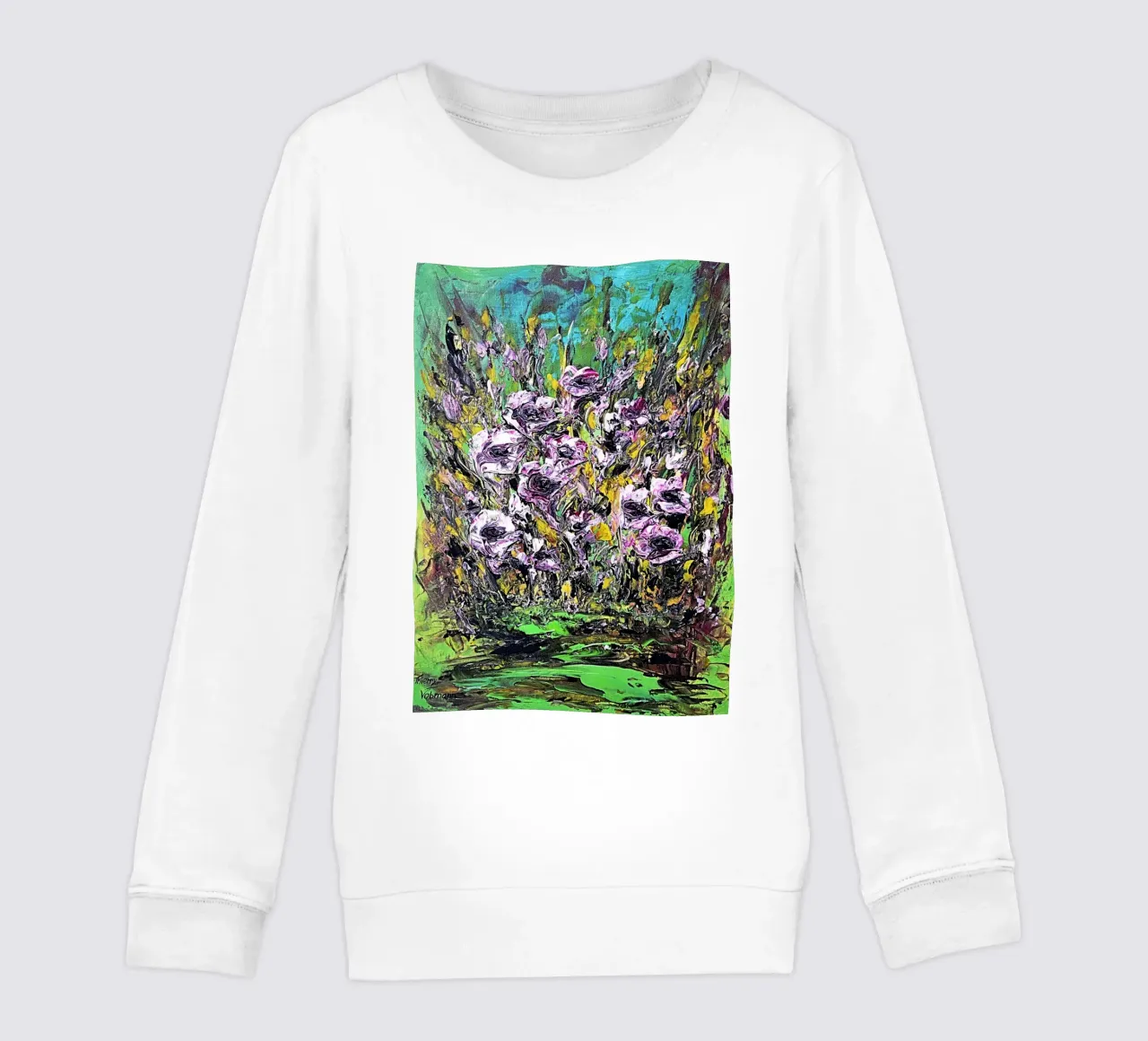 FIORI IN RIVA AL FIUME. felpa bambino da Little treasures for your home