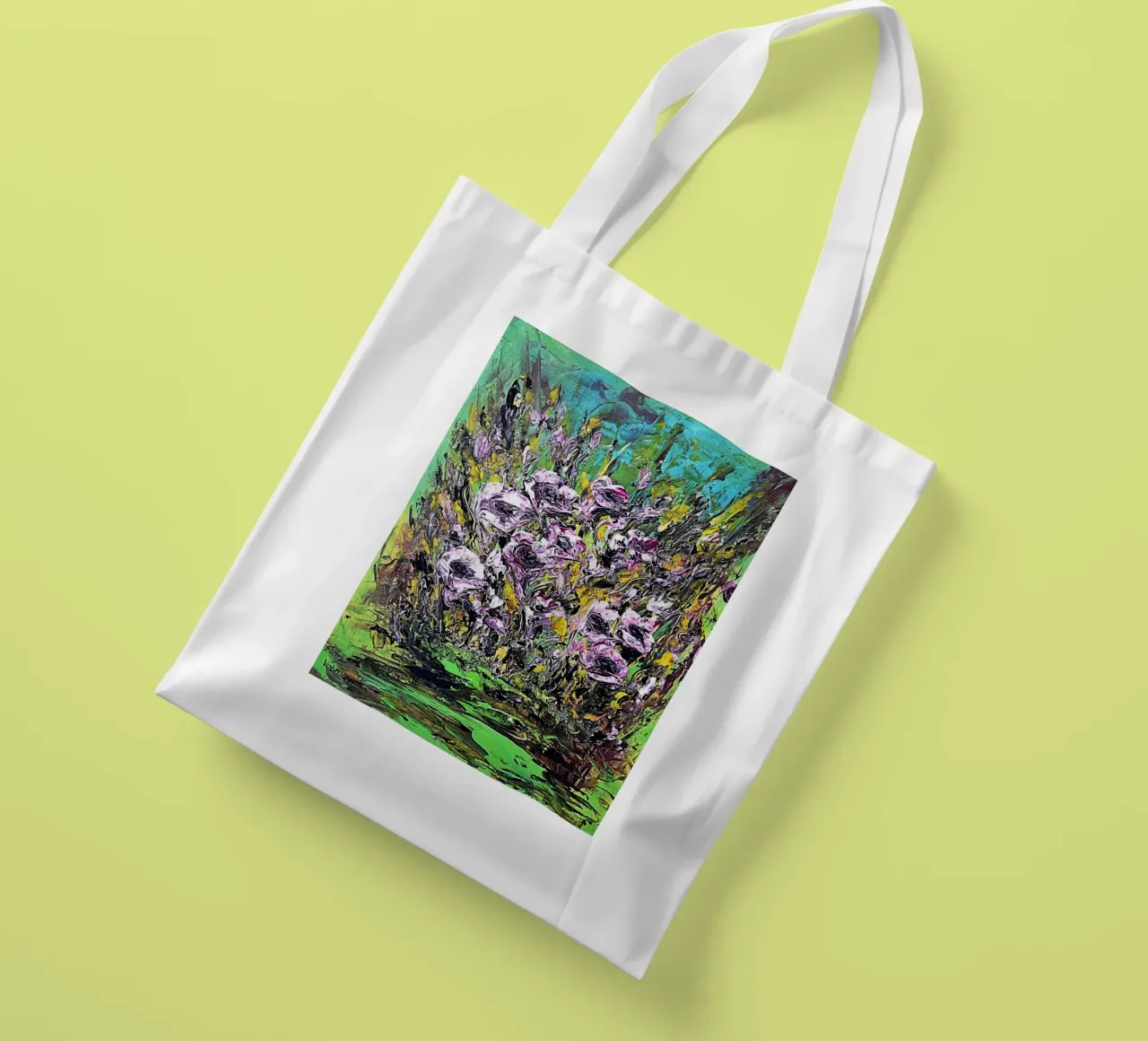 FIORI IN RIVA AL FIUME. borsa in juta da Little treasures for your home