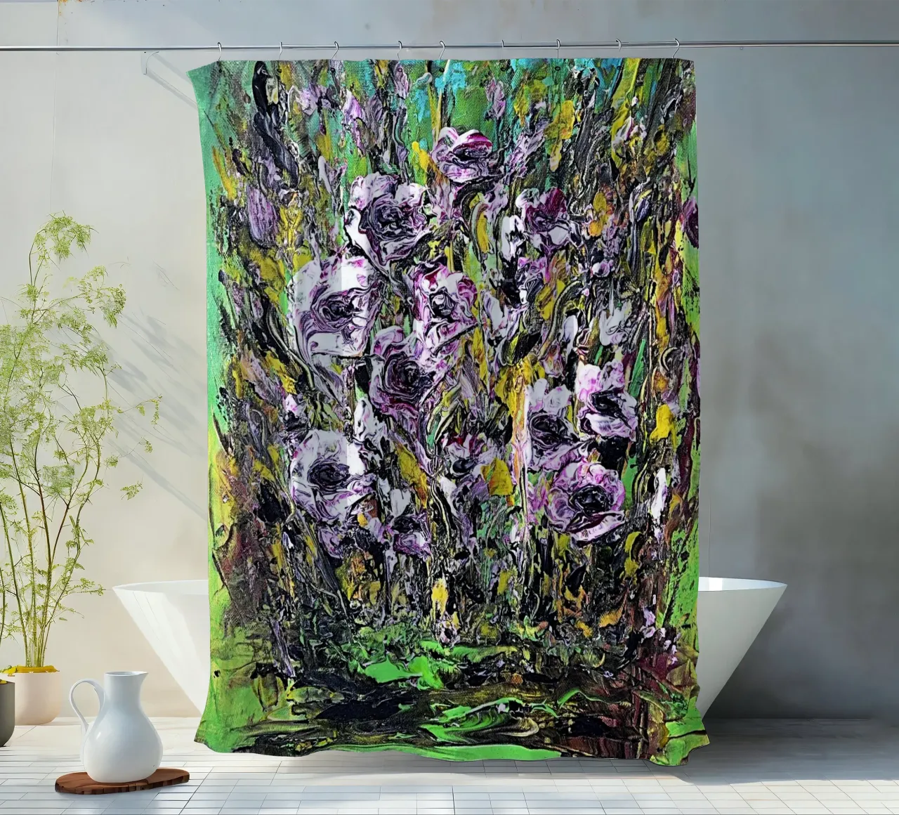 FIORI IN RIVA AL FIUME. tenda da doccia da Little treasures for your home