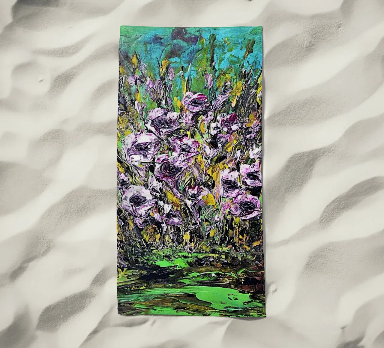 FIORI IN RIVA AL FIUME. telo mare da Little treasures for your home