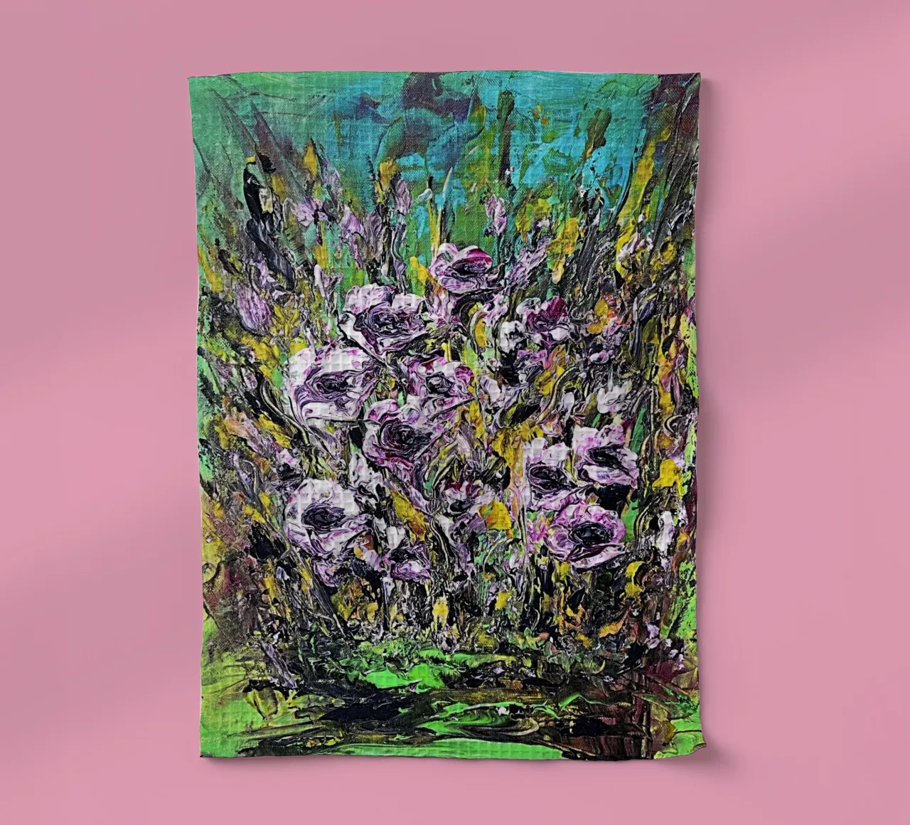 FIORI IN RIVA AL FIUME. canovaccio da cucina da Little treasures for your home