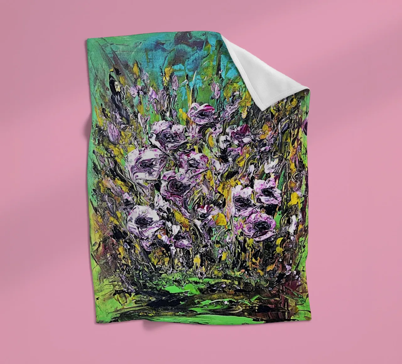 FIORI IN RIVA AL FIUME. coperta in pile da Little treasures for your home