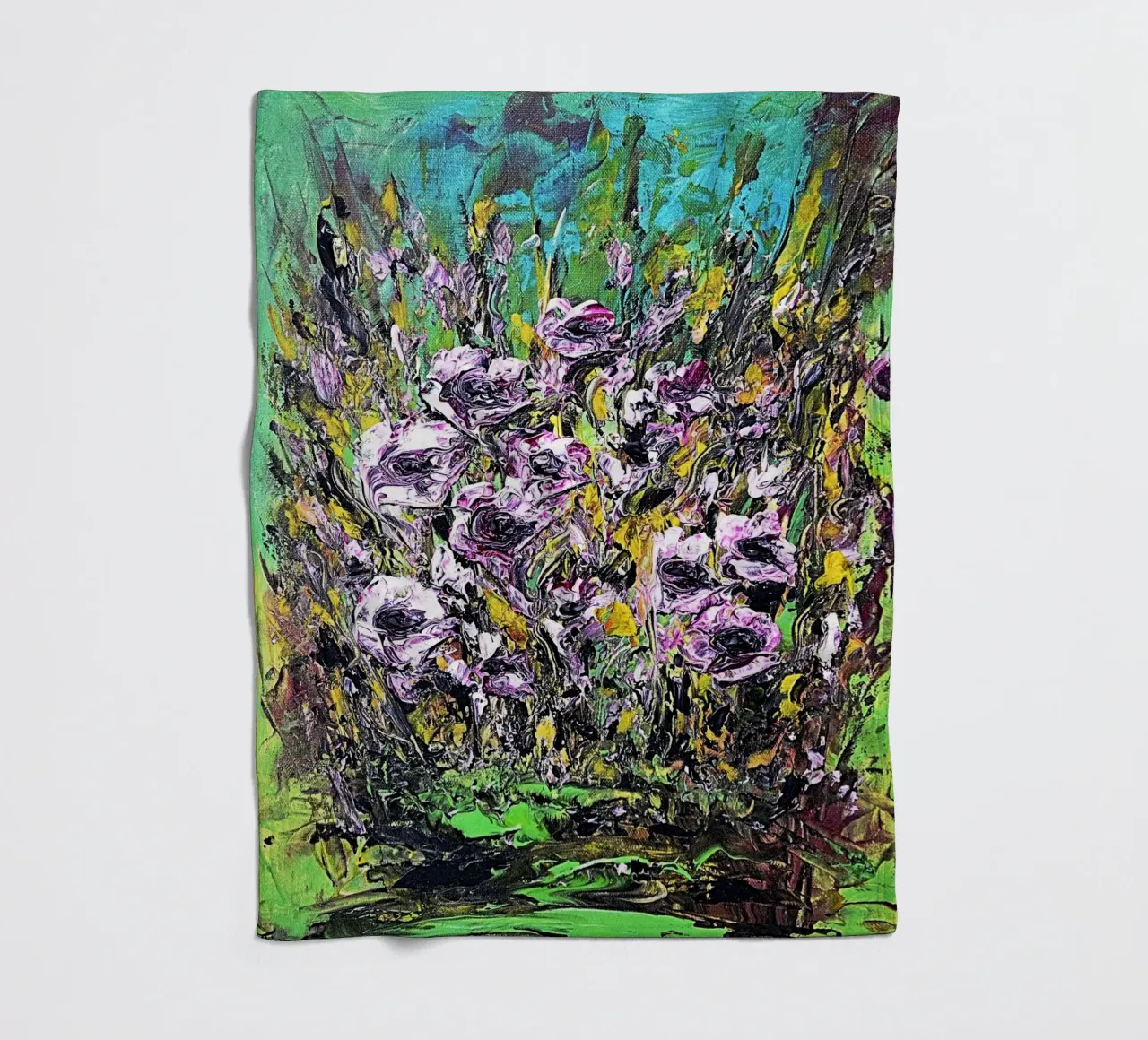 FIORI IN RIVA AL FIUME. coperta in pile da Little treasures for your home