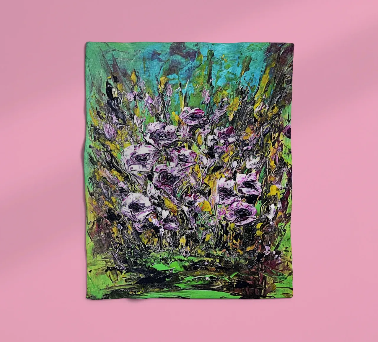 FIORI IN RIVA AL FIUME. coperta in pile da Little treasures for your home
