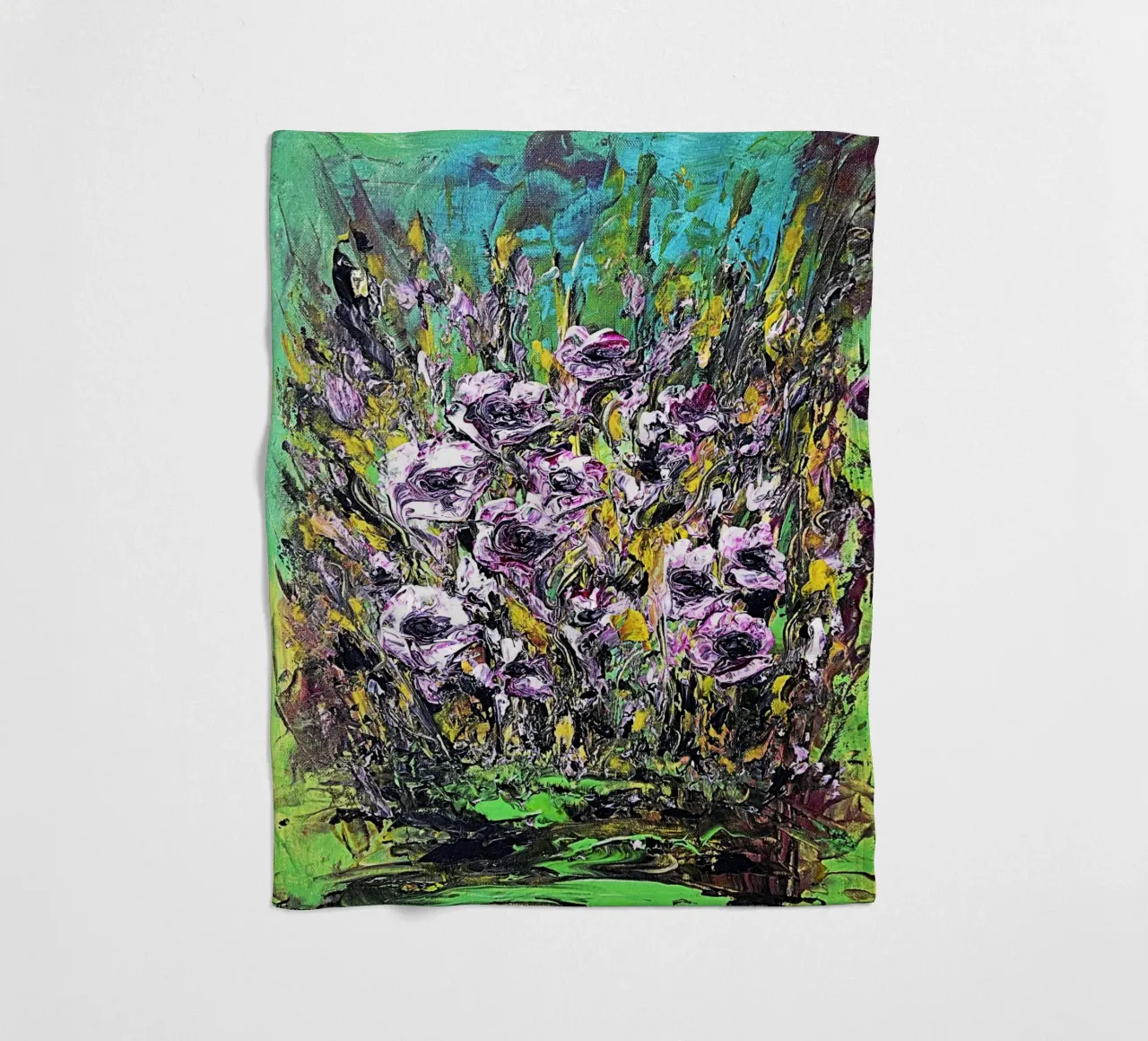 FIORI IN RIVA AL FIUME. coperta in pile da Little treasures for your home