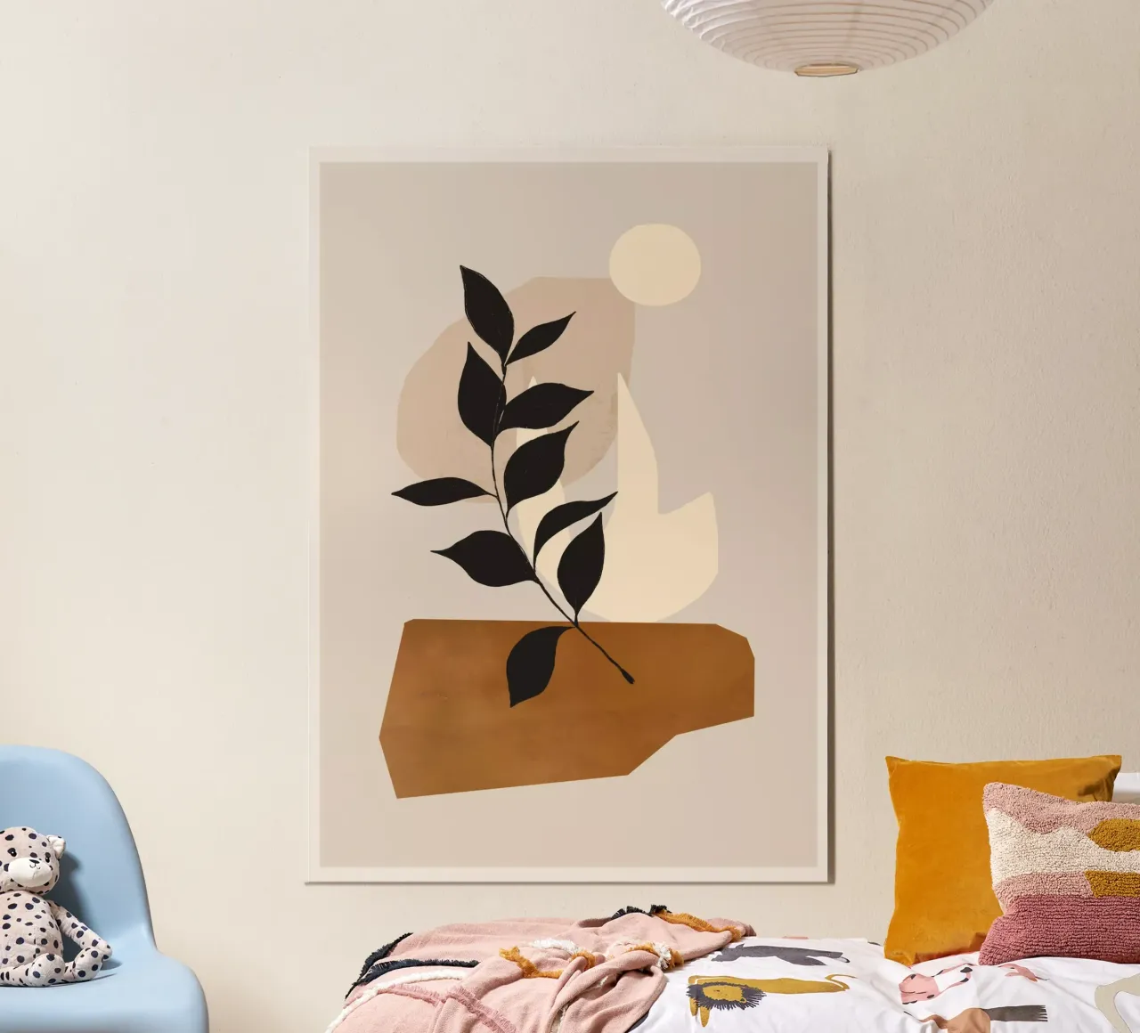 Abstract Art /Minimal Plant 114 poster with wooden frame by ThingDesign