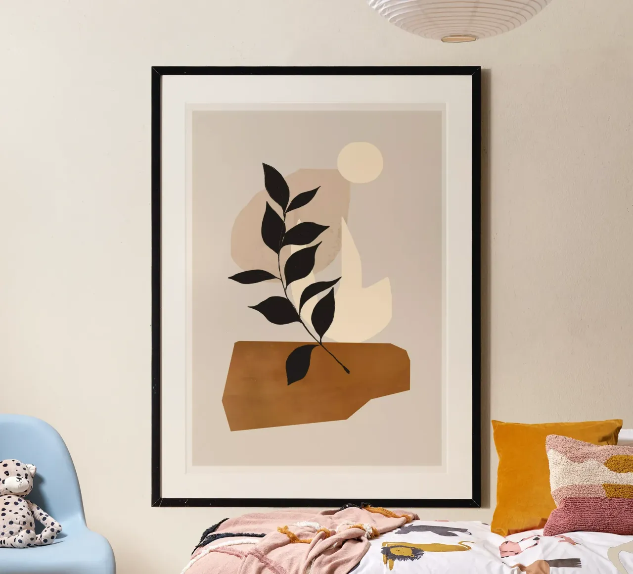Abstract Art /Minimal Plant 114 poster with wooden frame by ThingDesign