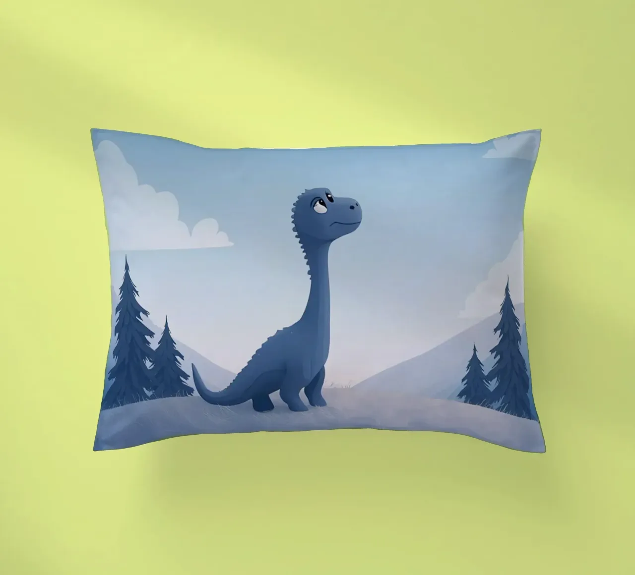 Un simpatico dinosauro blu osserva la pioggia di meteoriti cuscino da DesignDoodle