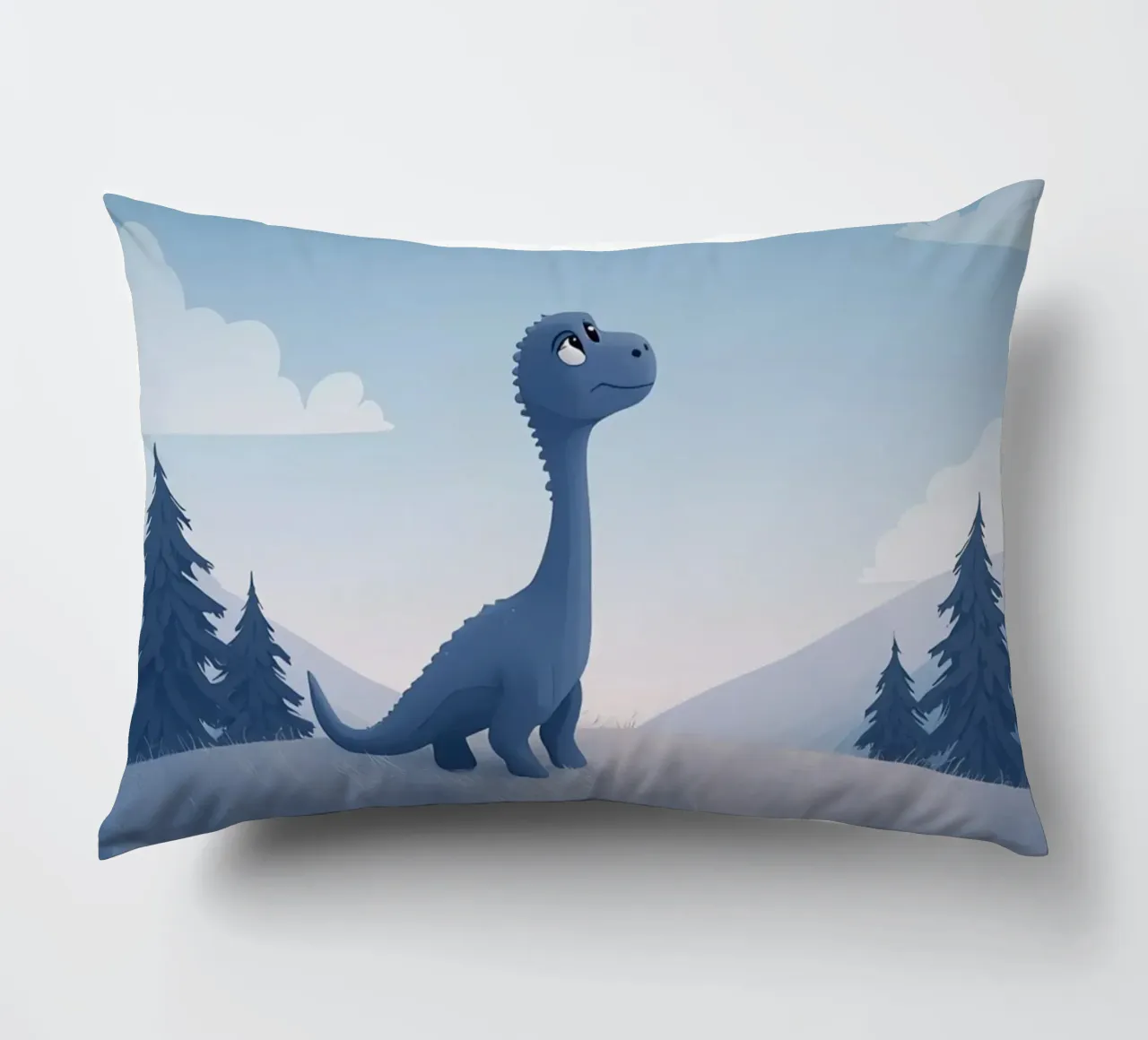 Un simpatico dinosauro blu osserva la pioggia di meteoriti cuscino da DesignDoodle