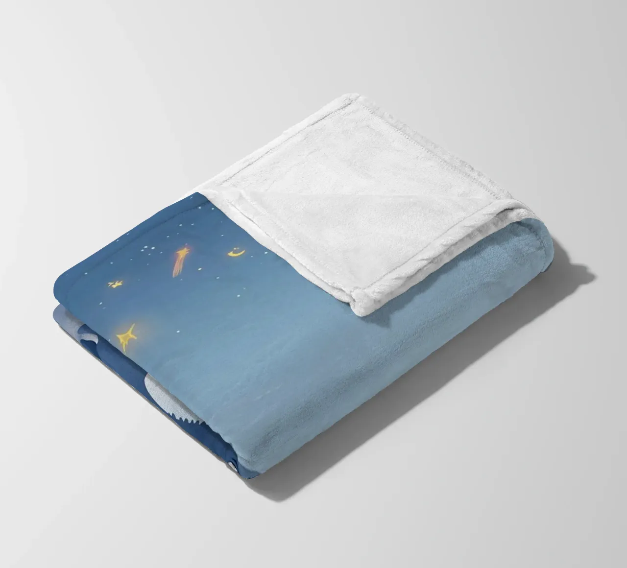 Un simpatico dinosauro blu osserva la pioggia di meteoriti coperta in pile da DesignDoodle