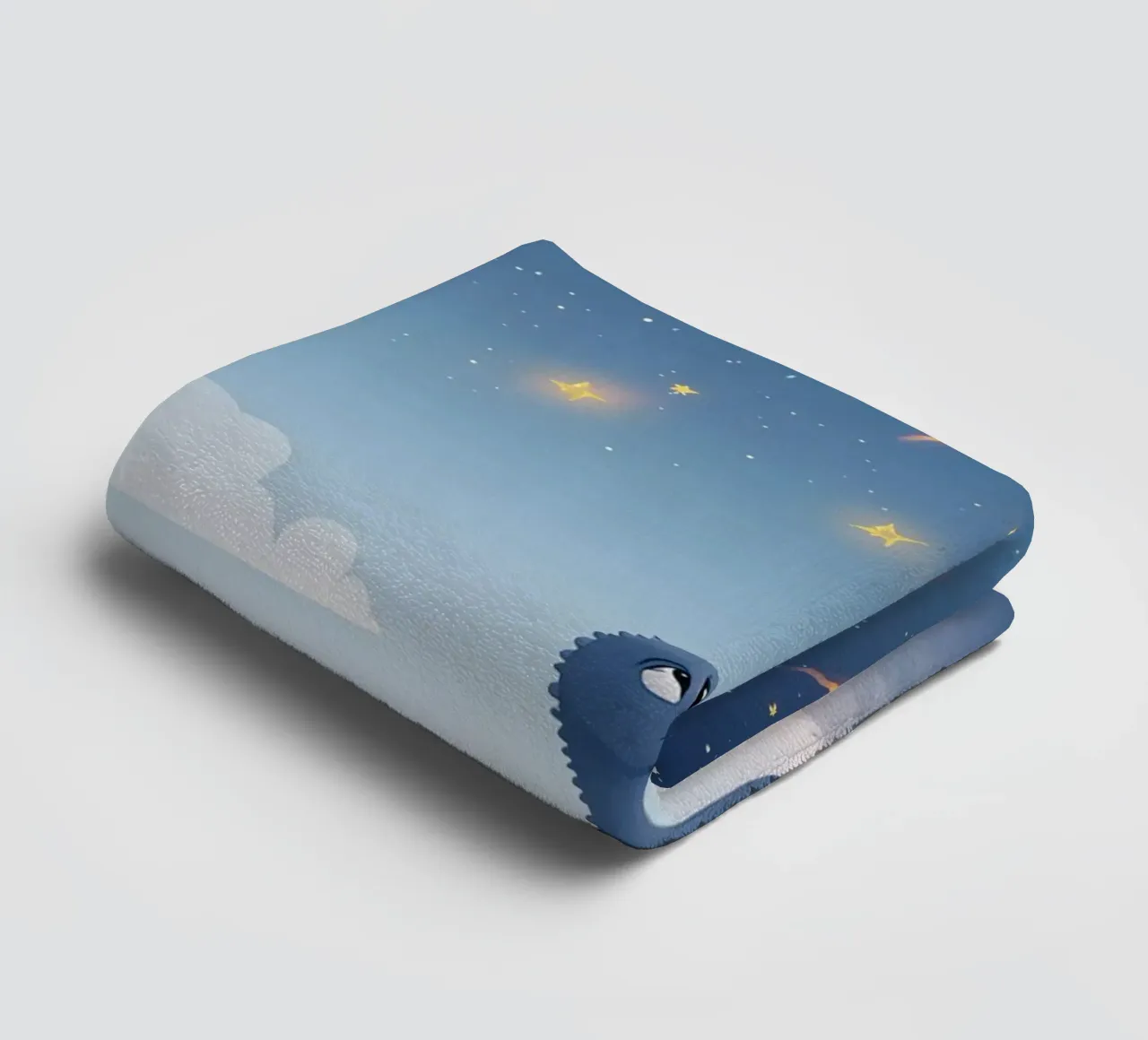 Un simpatico dinosauro blu osserva la pioggia di meteoriti asciugamano da bagno da DesignDoodle