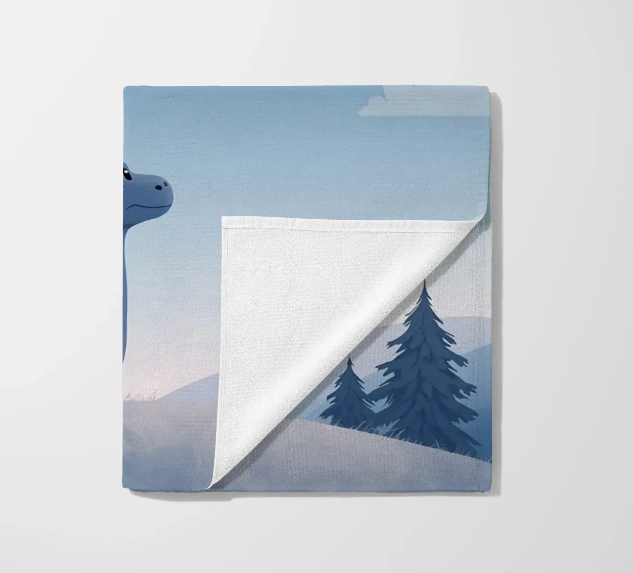 Un simpatico dinosauro blu osserva la pioggia di meteoriti telo mare da DesignDoodle