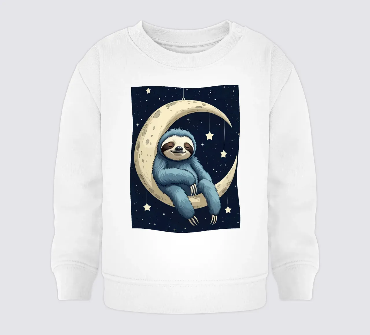 Simpatico bradipo blu sulla mezzaluna con le stelle felpa neonato da DesignDoodle