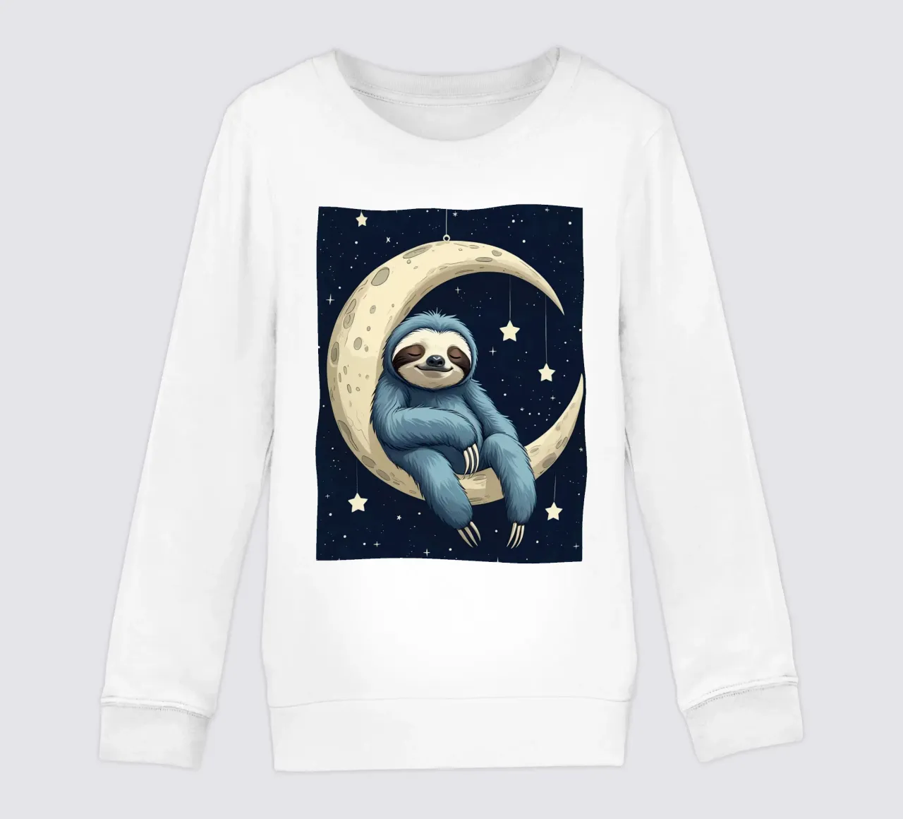 Simpatico bradipo blu sulla mezzaluna con le stelle felpa bambino da DesignDoodle